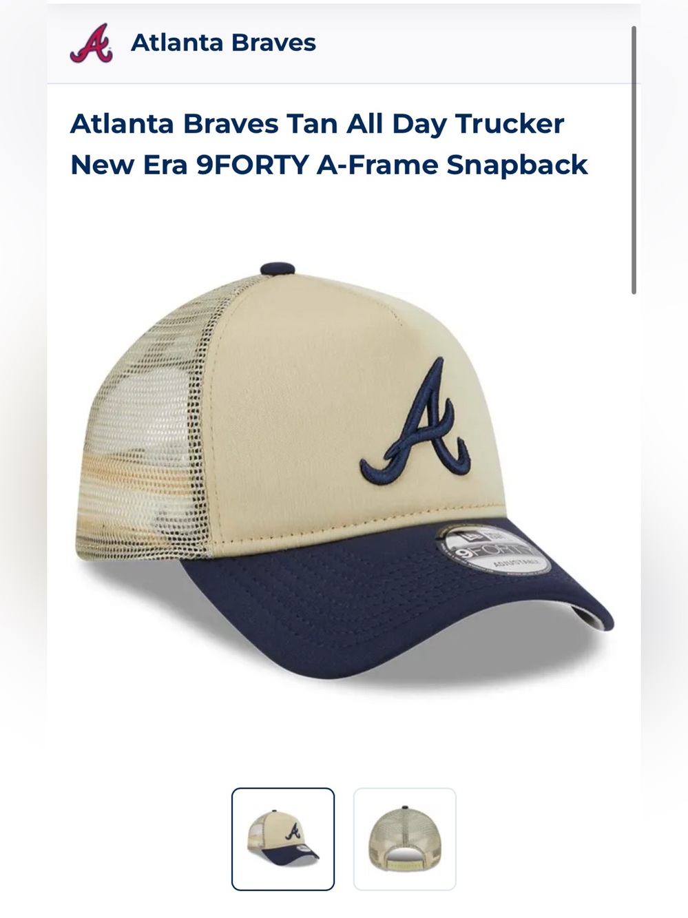 New Era Atlanta Braves All Day 9Forty A-Frame Trucker Hat NWT